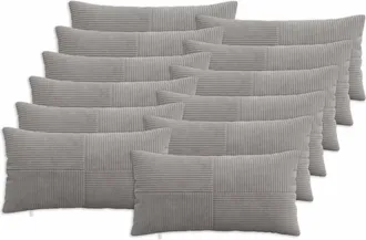 vidaXL Funda De Almohada 12 Pcs Almelo Gris Claro 40 X 80 Cm Pana Vidaxl
