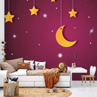 OEM Sfondo Fotografico - Cielo - Paesaggio Di Un Cielo Viola Di Notte Con Stelle Per Bambini
