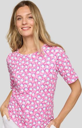 Rabe T-Shirt RABE, Damen, Gr. 36, orchidee, Jersey, Obermaterial: 92% Baumwolle, 8% Elasthan, bedruckt, gemustert, normal h&uuml;ftbedeckend, Rundhals, Shirts T