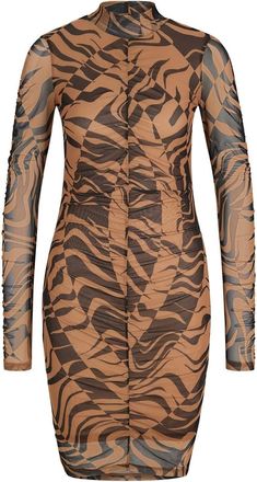 HUGO BOSS Hugo Womens Nikau High Neck Long Sleeve Knee Length Dress in.Open Misc - Multicolour - Size 10 UK