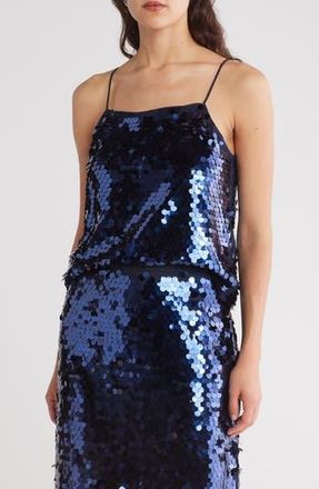 Ichi Sparkle Sequin Camisole in Maritime Blue at Nordstrom Rack, Size Small