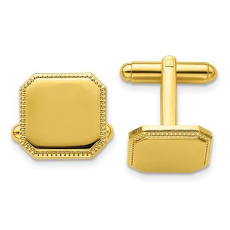 Diamond2Deal Gold-plated Square Beaded Engravable Cuff Links