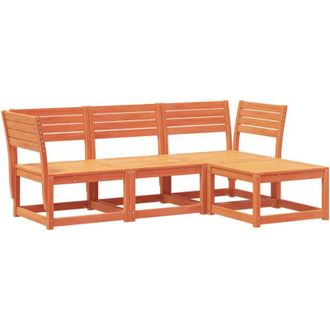 vidaXL Juego De Muebles Jard&iacute;n 4 Pzas Madera Maciza Pino Marr&oacute;n Cera Vidaxl