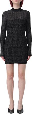 Balmain Knitted Dresses, female, Black, Size: S Elegant Geometric Mini Dress