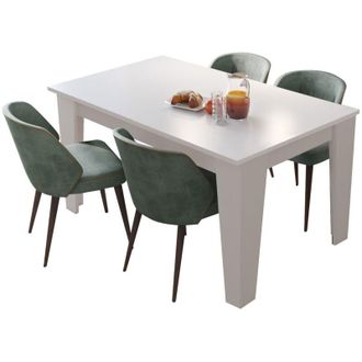 Dmora Tavolo Allungabile Salmour, Allungabile, Meccanismo Estensione Allunga Centrale, Lunghezza Massima 200 cm, 200x88x78h cm Bianco