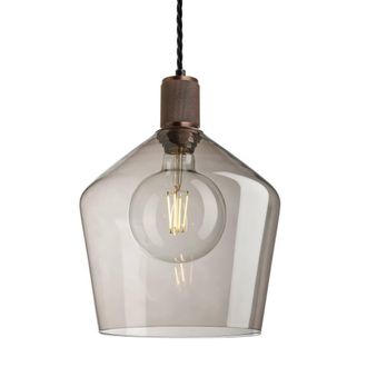 Industville Knurled Smoked Glass Schoolhouse Pendant - 10 Inch in Bronze | Size: 10 inches