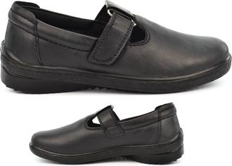 Generic Ladies Real Leather Shoes Ladies Lightweight Shoes Size 3 Real Leather Shoe Size 8 Womens Lightweight Shoe Touch Fastening Casual Sizes 3-8 Black 8 UK