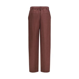 Brunello Cucinelli Womens Brown Linen Casual Pants