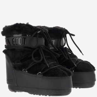 Moon Boot Womens Ankle Boots Icon Faux Fur Black Modacrylic