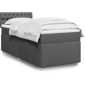 vidaXL Vidaxl - Cama Box Spring Con Colch&oacute;n Tela Gris Oscuro 90x200 Cm