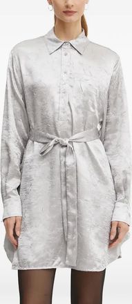 Pinko belted-waist long-sleeve mini shirt dress - women - Fabric - 40 - Grey