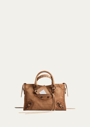 Balenciaga Le City Small Waxed Suede Top-Handle Bag