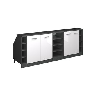 Vicco Armario De Cocina Para Techo Inclinado R-line, Blanco Alto Brillo, 210 Cm Lote De 5 Carcasas De Armario 60 Cm De Profundidad, Vicco