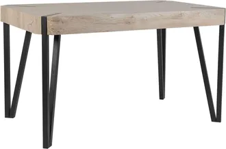 Beliani Beliani - Tavolo Da Pranzo Piano In Legno Tortora Gambe In Metallo Nero 130 X 80 Cm Cambell