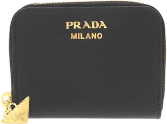 Prada Black Saffiano Metal Coin Purse/Coin Case (Pre-Owned)