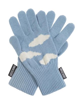 Moschino cloud-intarsia gloves - unisex - Wool/Acrylic - One Size - Blue