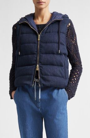 Eleventy Hooded Down Puffer Vest in 11 Blue at Nordstrom, Size X-Small