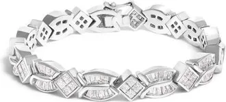 House of Brilliance 14K White Gold 8 5/8ct Cttw Princess and Baguette Diamond Geometric Twist Link Bracelet at Nordstrom