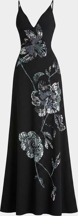Helsi Coleen Sequin Floral A-Line Gown