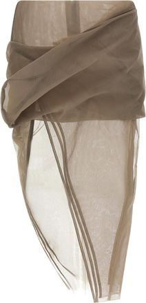 Rick Owens Grey Draped Calf Skirt