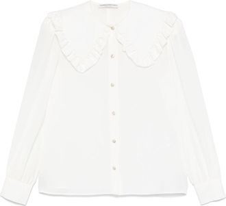 Alessandra Rich Blusa in seta con colletto alla Peter Pan - Bianco