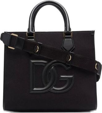 Dolce & Gabbana small logo-plaque tote bag - Black