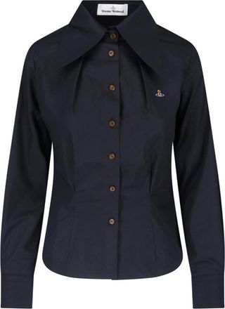 Vivienne Westwood Fitted Black Shirt with Oversized Pointed Collar