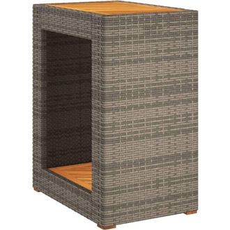 vidaXL Mesa Auxiliar Jard&iacute;n Tapa Madera Rat&aacute;n Pe Gris 60x40x75 Cm Vidaxl