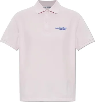 Acne Studios Polo T-shirt met Logo - Dames - Polos - Roze - L/Xl - Katoen - Tops