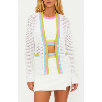 Beach Riot Gene Open Stitch Cotton Cardigan in Rose Blush at Nordstrom Rack, Size Medium