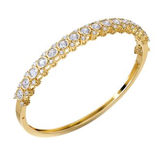 Diamond2Deal 14k Yellow Gold 3.5 Carat Round Lab Grown Diamond Bangle Bracelet 7