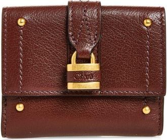 Chlo&eacute; Mini Paddington Grained Leather Trifold Wallet in Crafty Brown at Nordstrom