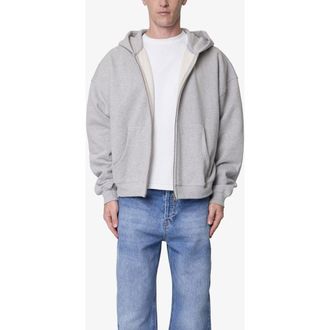 mnml Heavyweight Basic Zip-Up Cotton Hoodie in Heather Grey at Nordstrom, Size Xx-Large