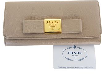 Prada Grayish Leather Long Wallet (Bi-Fold) (Pre-Owned)