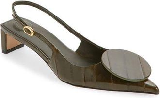 Jacquemus Les Duelo Mismatched Kitten Heel Slingback Pump in Dark Khaki 580 at Nordstrom, Size 10Us