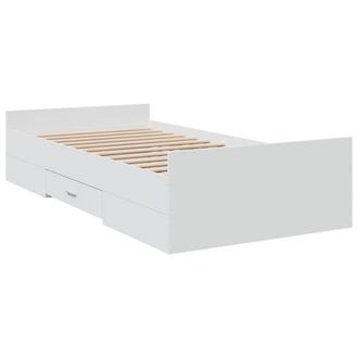 Berkfield Home Modern Bed Frame with Drawers without Mattress White 75x190 cm Sm | Size: Small Single
