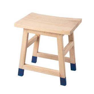 Jonathan Y Designs Finesse Classic Casual Handcrafted Solid Mindi Wood Accent Stool with Tipped Legs in Natural/navy at Nordstrom