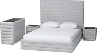 Baxton Studio Cadmus Modern Channel-Tufted Queen 4Pc Bedroom Set