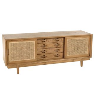 Macabane Mueble para tv de madera de mindi y rat&aacute;n natural