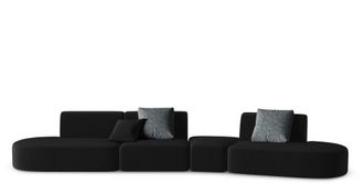 BLOOMINGLOFT 6-Sitzer Designsofa Chiara Samt ohne R&uuml;ckenlehne - Rechts