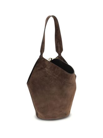 Khaite Womens Lotus Small Shoulder Bag Dark Brown Calf Leather Bos Taurus