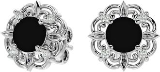 SuperJeweler 2 Carat Gemstone and Diamond Antique Stud Earrings In Sterling Silver