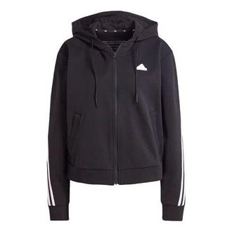 adidas (WMNS) adidas Future Icons 3-Stripes Full Zip Hoodie Asia Sizing Black IN9475