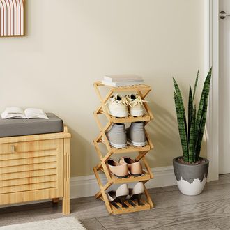 Vicco Armario Para Zapatos Ziggy, Bamb&uacute;, 26 X 68.5 Cm Con 5 Compartimentos, Vicco