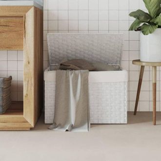 vidaXL vidaXL Cesto Portabiancheria Coperchio Bianco 55,5x35x34 cm Polyrattan