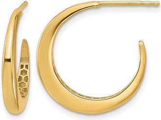 Diamond2Deal 14K Yellow Gold J-Hoop Post Earrings 20.24 mm