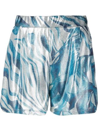 Alberta Ferretti metallic swirl print shorts - women - Polyester/Spandex/Elastane - 38 - Blue