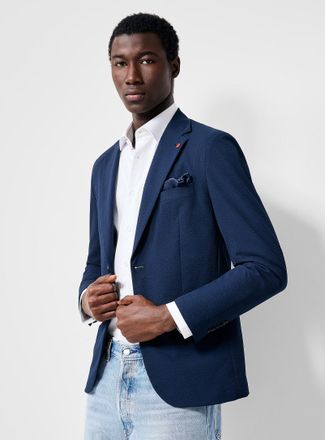 Soul of London Mens Navy seersucker jacket