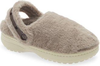 Crocs Classic Unfurgettable Faux Fur Clog in Mushroom at Nordstrom, Size 10