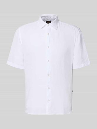 Boss Orange by Hugo Boss BOSS Orange Regular Fit Leinenhemd mit kurzem Arm Modell RASH_2_M in Weiss, Gr&ouml;&szlig;e XXXL